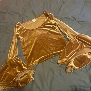 Velvet Bell Sleeve Top in Gold